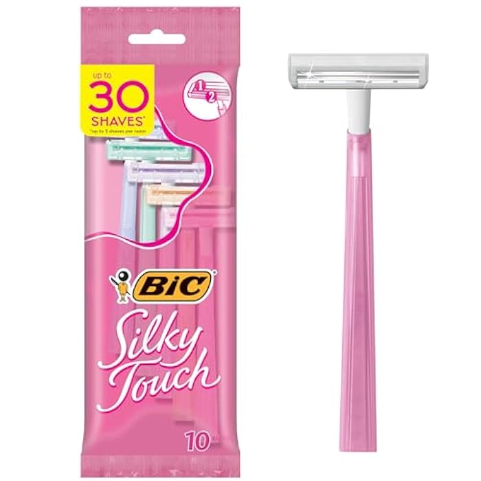 BIC Silky Touch Women's Disposable 2 Blade Razors, Pretty Pastel Handles and Travel Ready, 10-Pack - Image 1